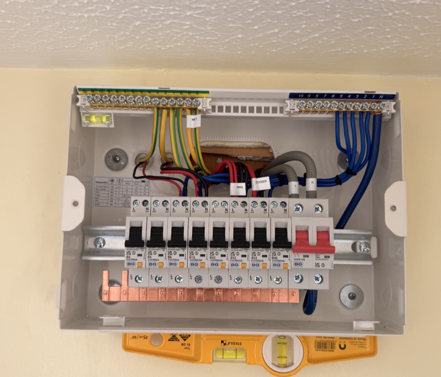 New RCBO consumer unit after upgrade